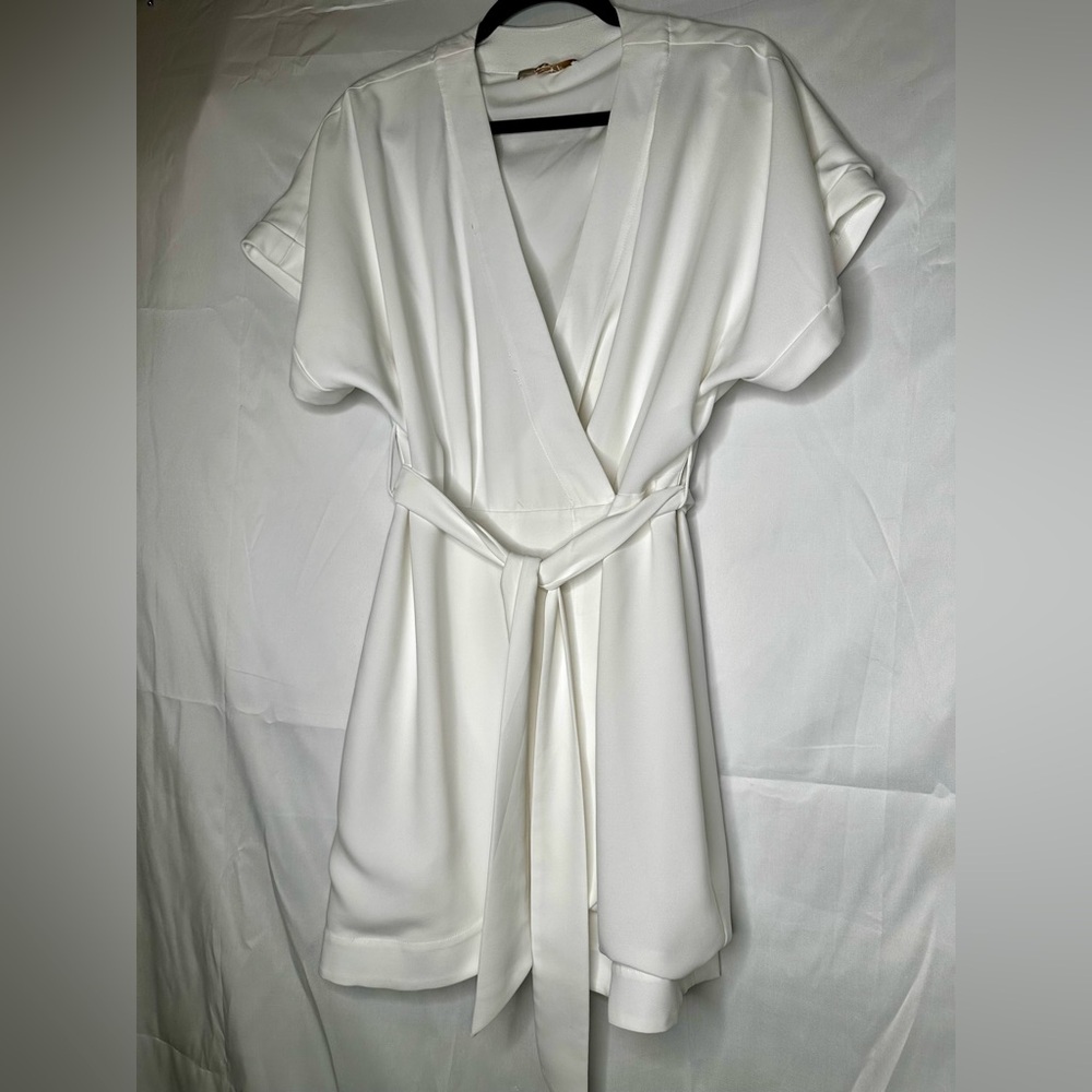 WAYF wrap around white dress